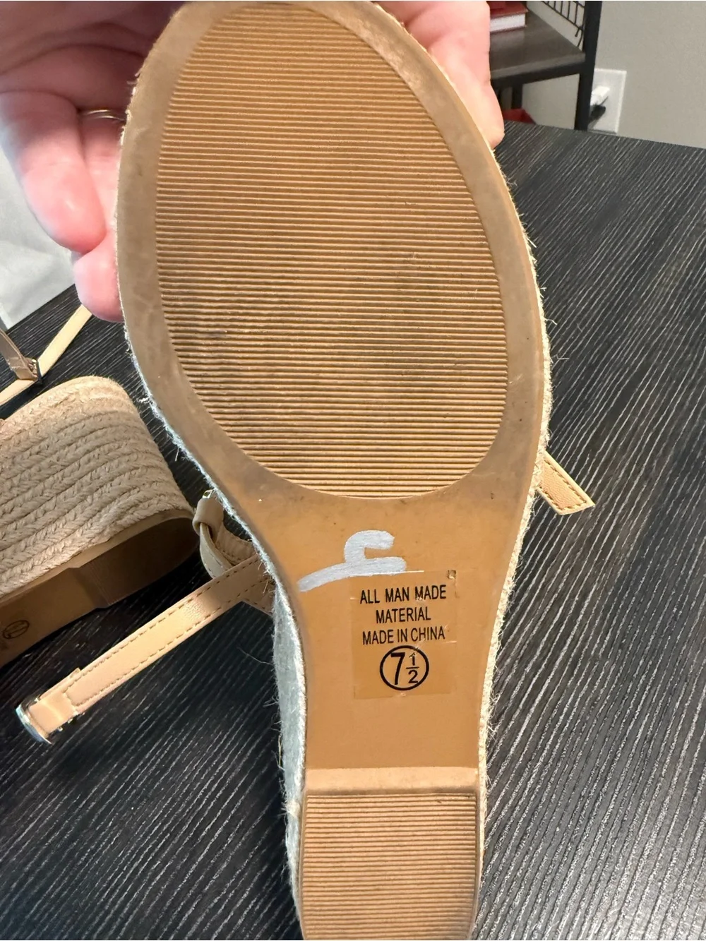 SODA Studded Espadrille Platform Sandals Nude Size 7.5